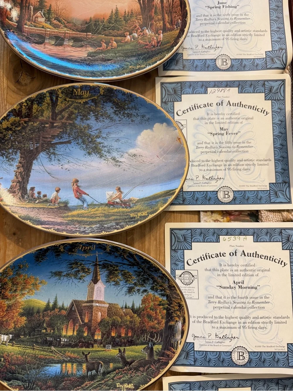 Terry Redlin Seasons to Remember Perpetual Calendar Complete 12 Plates Tiles COA